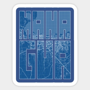 Managua, Nicaragua Map Typography - Blueprint Sticker